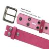 Men's Square Buckle Casual Jean Suede Leather Belt 1 1/2" Wide (Pink, 42) view 2