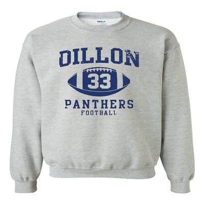 Dillon 33 Football Retro Sports DT Novelty Crewneck Sweatshirt (XX Large, Sports Gray)