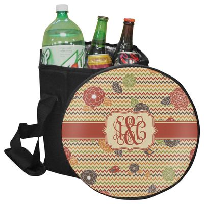 YouCustomizeIt Personalized Chevron & Fall Flowers Collapsible Cooler & Seat