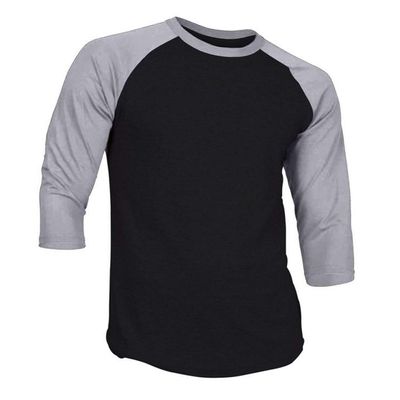 DREAM USA Men's Casual 3/4 Sleeve Baseball Tshirt Raglan Jersey Shirt Black/H Gray XL