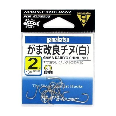 Gamakatsu 12321 Improved Chinu, White, No. 2