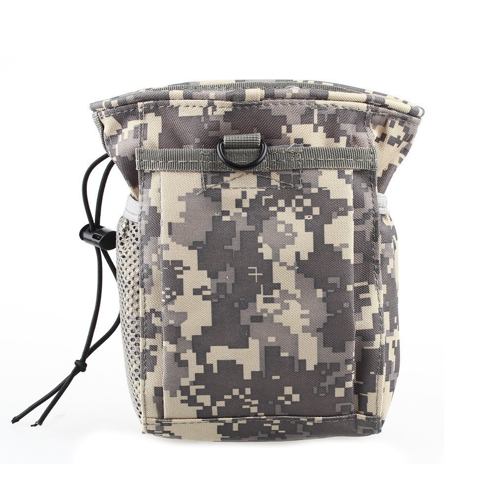 DLP Tactical Multipurpose MOLLE Utility Pouch ACU  8x6x3 Inch Bag for Tools Mags NVG Chalk or Gear  Cordura Nylon Dump Pouch with Side Pockets Hook and Loop Front Pocket and Shock Cord Closure