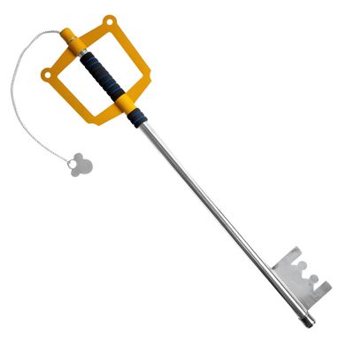 34" Fantasy Metal Gamer Key Sword Collectible with Black Wrapped-Handle & Chain (Yellow)
