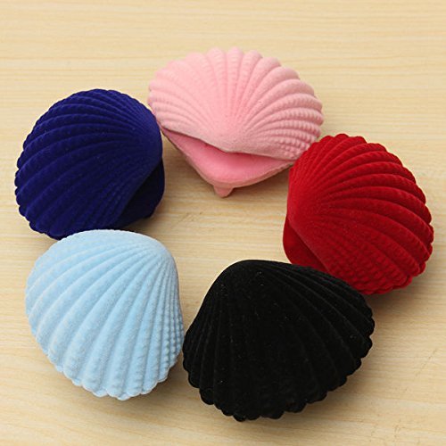 Pink Shell Shape Velvet Ring Earrings Pendant Gift Box Jewelry Case by 24/7 store