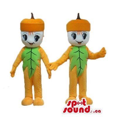 SPOTSOUND Pair of Cute Yellow Halloween Pumpkin Mascot US Costume