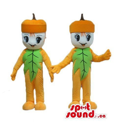 SPOTSOUND Pair of Cute Yellow Halloween Pumpkin Mascot US Costume