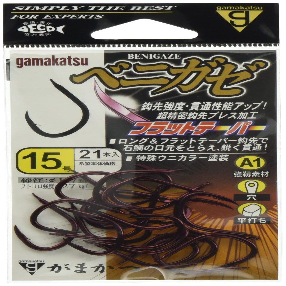 Gamakatsu 67373 Single Hook, A1, Benigaze, No. 15, 21 Pieces, Sea Urchin Color