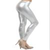 Neon Nation LLC Shiny Metallic Full Length Leggings Tights Costume Pants (Medium, Silver) view 1