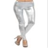 Neon Nation LLC Shiny Metallic Full Length Leggings Tights Costume Pants (Medium, Silver) view 3