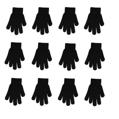 FOMANN Children Warm Magic Gloves Teens Winter Gloves Boys Girls Knit Gloves(7 to 16 years old) (Black)