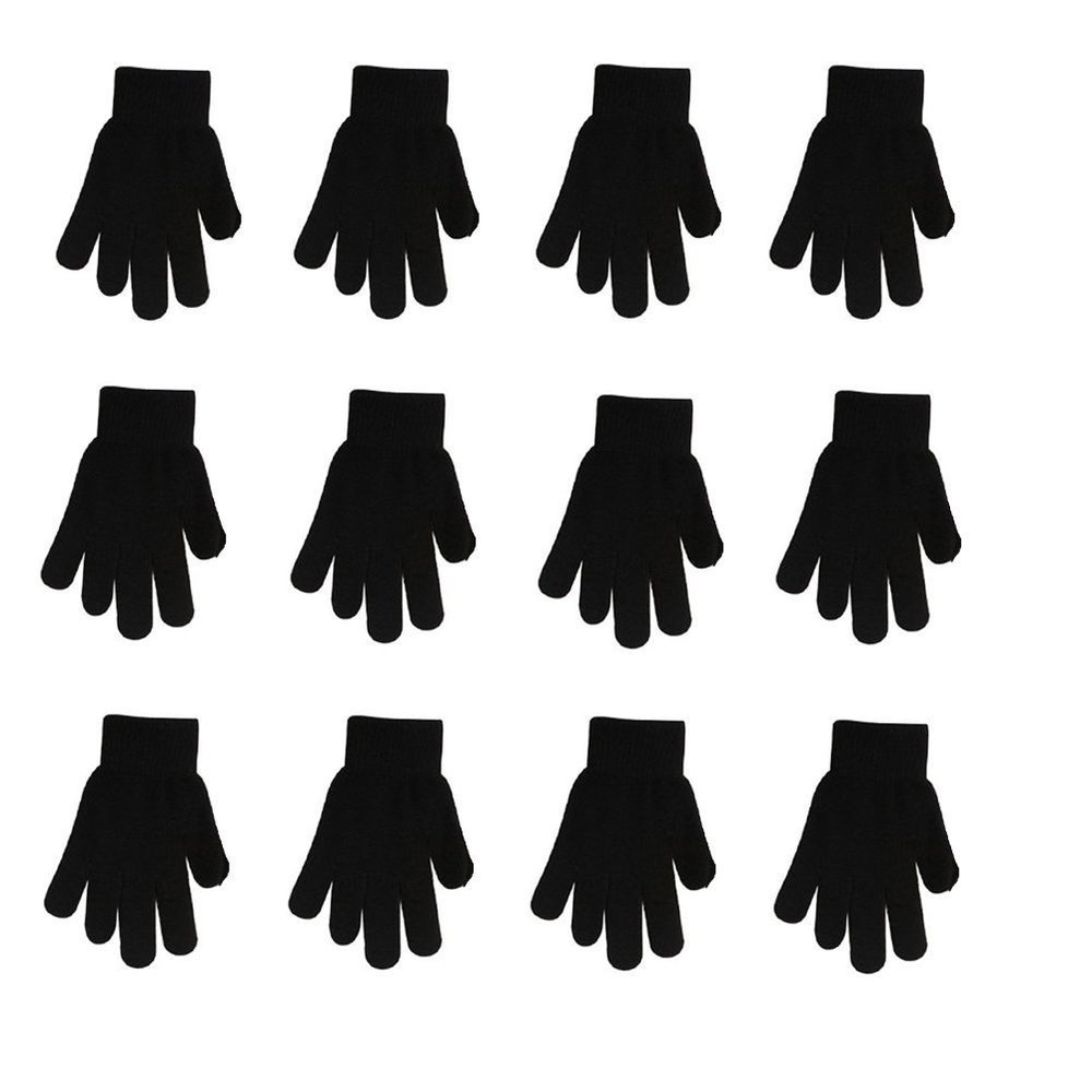 FOMANN Children Warm Magic Gloves Teens Winter Gloves Boys Girls Knit Gloves(7 to 16 years old) (Black)