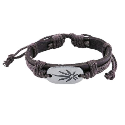 1 PCS Leather Wristband Strand Bracelet Fashion Wrap Bangle Ladies Men Women Jewellery QNW1014B Maple