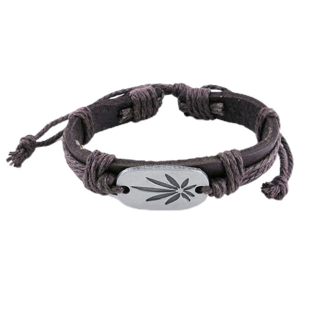 1 PCS Leather Wristband Strand Bracelet Fashion Wrap Bangle Ladies Men Women Jewellery QNW1014B Maple