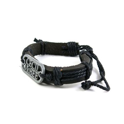 1 PCS Leather Wristband Strand Bracelet Fashion Wrap Bangle Ladies Men Women Jewellery QNW1017 Sign Letters