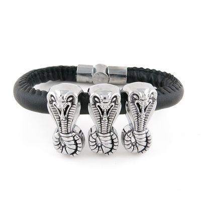 1 PCS Leather Wristband Strand Bracelet Fashion Wrap Bangle Ladies Men Women Jewellery QNW6070 Cobras