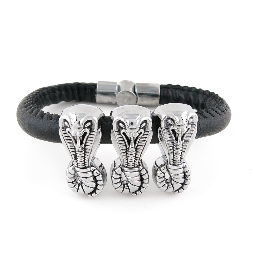1 PCS Leather Wristband Strand Bracelet Fashion Wrap Bangle Ladies Men Women Jewellery QNW6070 Cobras