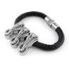 1 PCS Leather Wristband Strand Bracelet Fashion Wrap Bangle Ladies Men Women Jewellery QNW6070 Cobras view 2