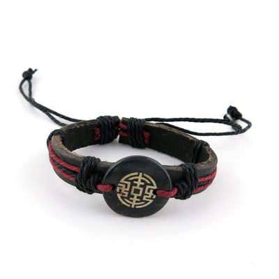1 PCS Leather Wristband Strand Bracelet Fashion Wrap Bangle Ladies Men Women Jewellery QNW3025 Luck Pattern