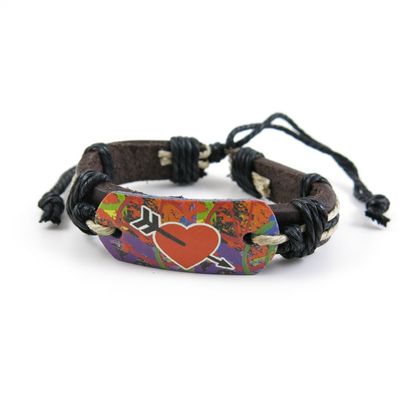 1 PCS Leather Wristband Strand Bracelet Fashion Wrap Bangle Ladies Men Women Jewellery QNW4013 Lover Heart Strip