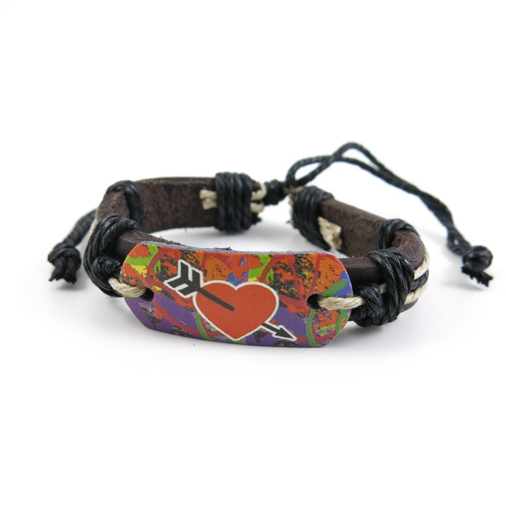 1 PCS Leather Wristband Strand Bracelet Fashion Wrap Bangle Ladies Men Women Jewellery QNW4013 Lover Heart Strip