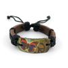1 PCS Leather Wristband Strand Bracelet Fashion Wrap Bangle Ladies Men Women Jewellery QNW4029 Butterfly Peace Sign view 1