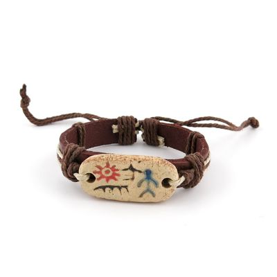1 PCS Leather Wristband Strand Bracelet Fashion Wrap Bangle Ladies Men Women Jewellery QNW5004 Tribe Symbol Sign
