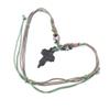 1 PCS Leather Necklace Collier QNN2004 Cross Bone Fashion Neck Lace Jewellery Pendant Collar Sweater Long Chain Bib Retro view 2