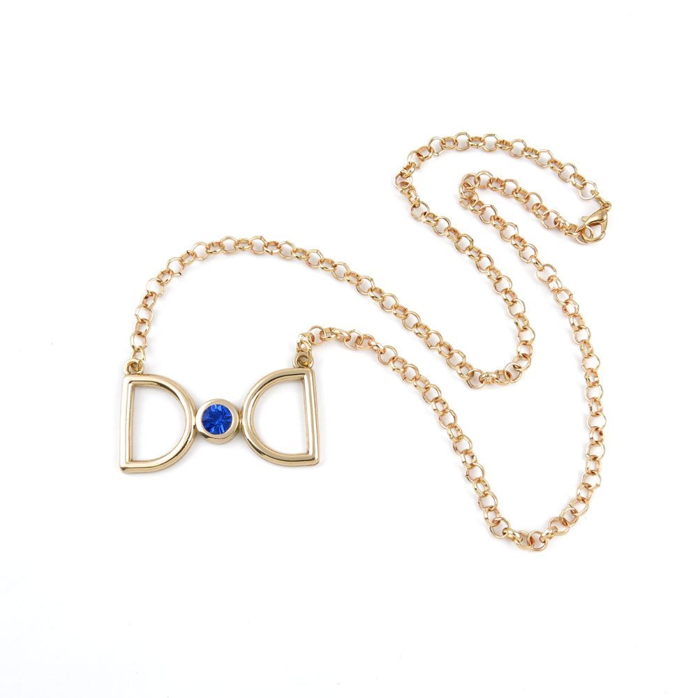2 PCS Leather Necklace Collier QNN7014J Blue Golden Bowtie Fashion Neck Lace Jewellery Pendant Collar Sweater Long Chain Bib Retro