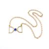 2 PCS Leather Necklace Collier QNN7014J Blue Golden Bowtie Fashion Neck Lace Jewellery Pendant Collar Sweater Long Chain Bib Retro view 1