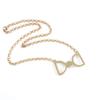 2 PCS Leather Necklace Collier QNN7014J Blue Golden Bowtie Fashion Neck Lace Jewellery Pendant Collar Sweater Long Chain Bib Retro view 2