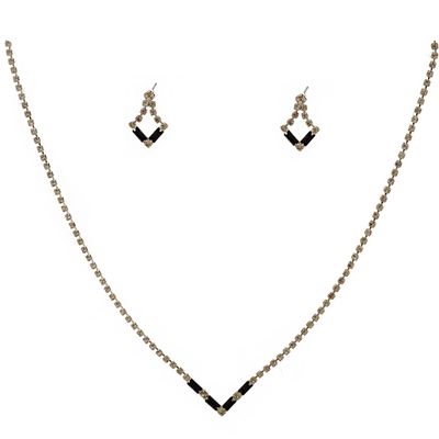 topwholesalejewel Silver Jet Baguette Set