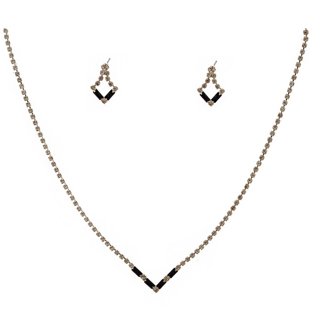 topwholesalejewel Silver Jet Baguette Set