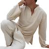 RaanPahMuang Soft Summer Textured Cotton Chinese Collar Long Sleeve Shirt, XX-Large, Cream view 2