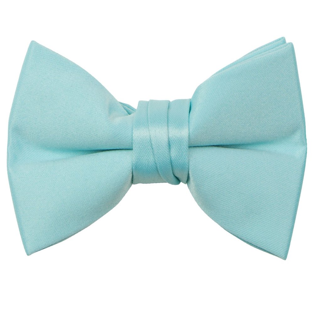 Spring Notion Boys' Pre-Tied Banded Satin Bow Tie, Small with Gift Box, Aqua