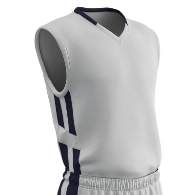 Champro Unisex-Youth Muscle Basketball Jersey, White, Navy, Youth Medium