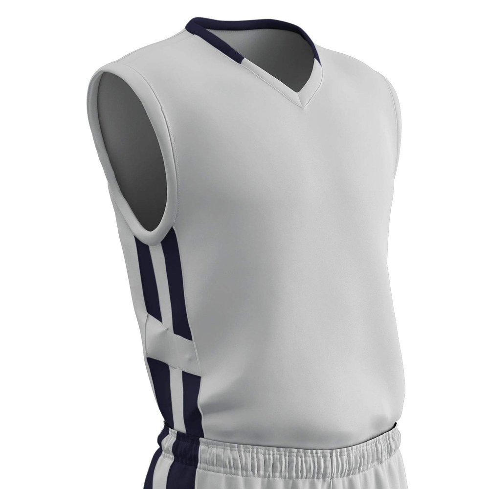 Champro Unisex-Youth Muscle Basketball Jersey, White, Navy, Youth Medium
