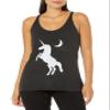 LOST GODS Women's Crescent Moon Unicorn Racerback Tank Top - Black Heather - Small view 1