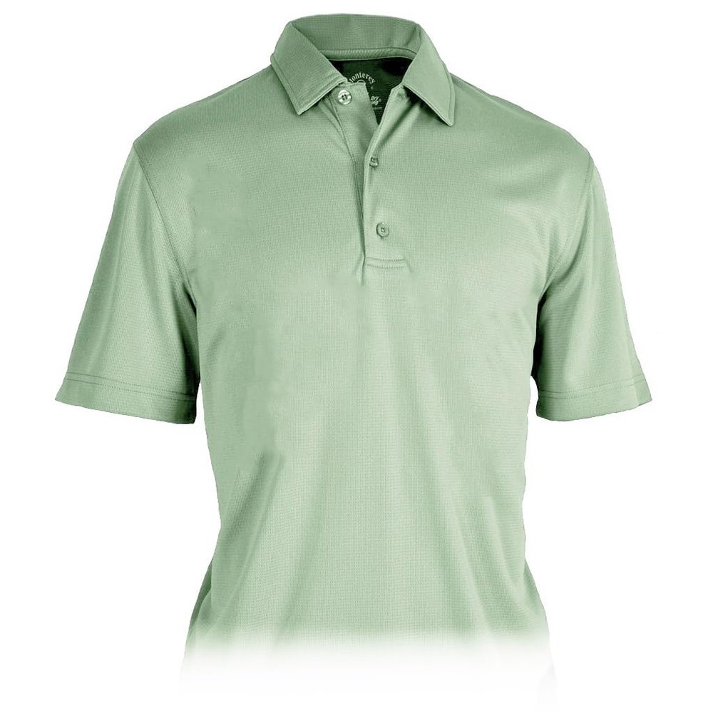 Monterey Club Men's Rayon Blend Texture Solid Polo Shirt #3629 (Pistachio, Medium)