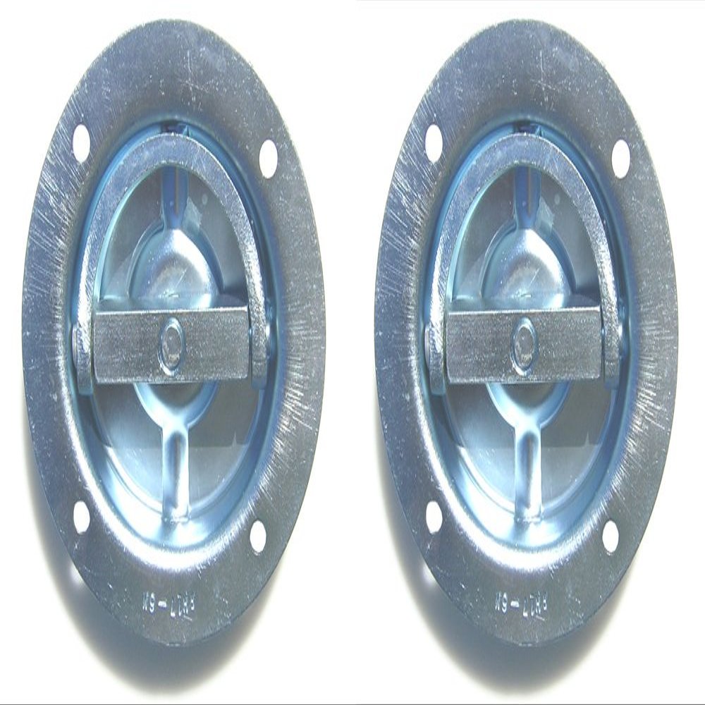 Pit Posse 11007-2 Two Cargo Trailer Recessed Rotating D Rings Floor Rope Anchor 5th Wheel Toy Hauler Snowmobile Towing Accessory
