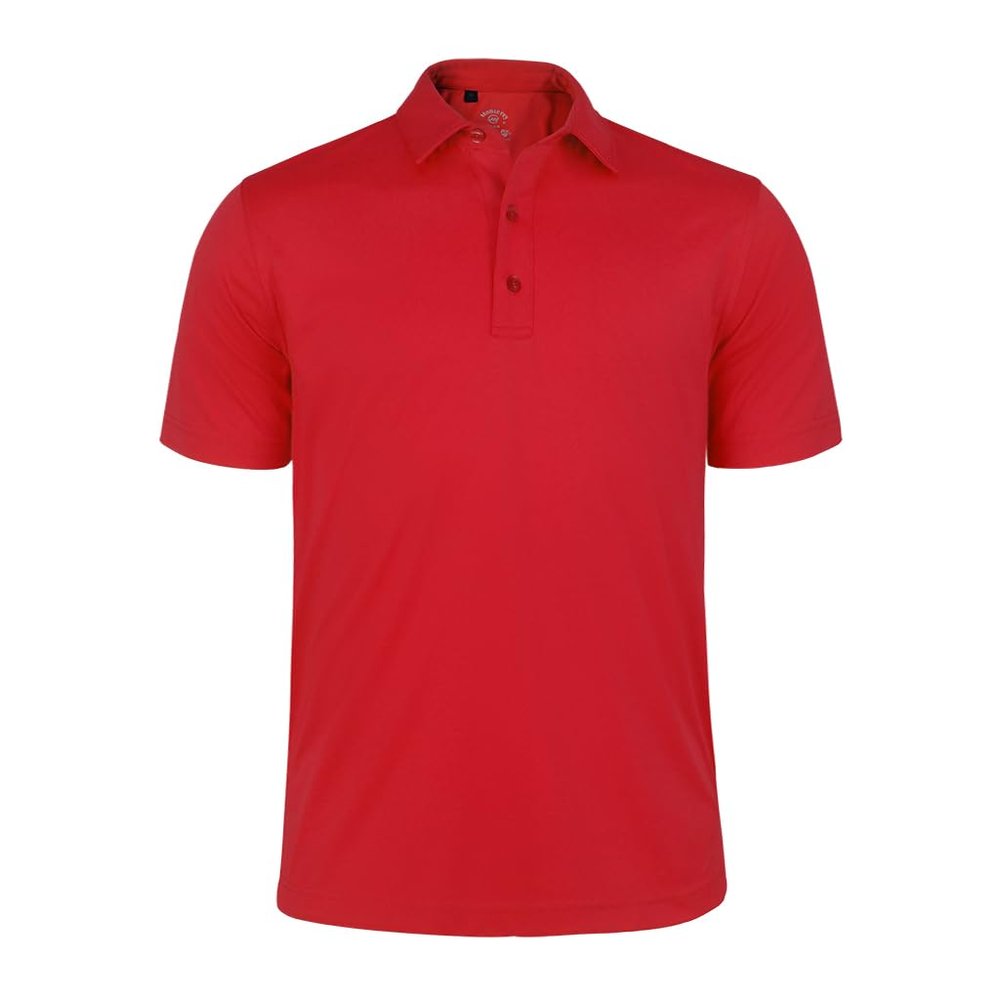 Monterey Club Men's Solid Tailored Collar Short Sleeve Polo Shirt #3670 (Red, 2X-Large)
