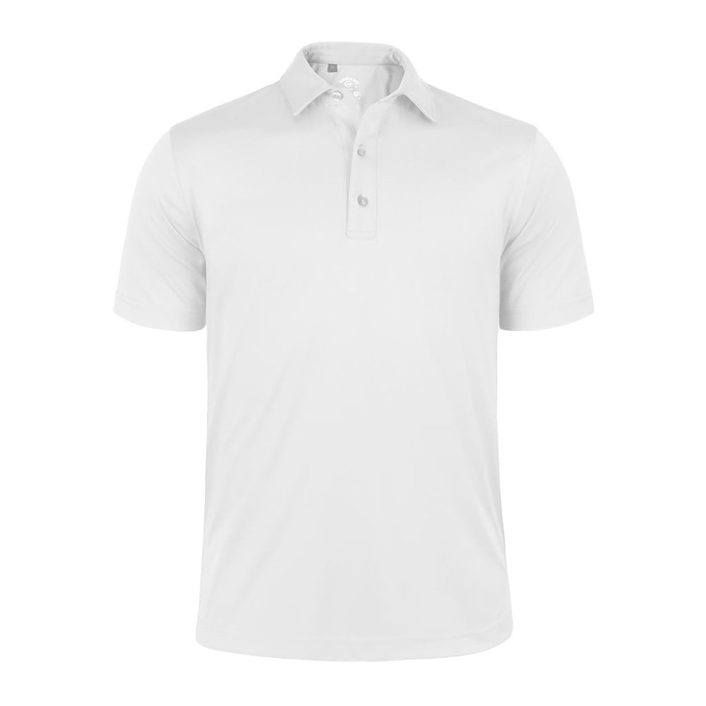 Monterey Club Men's Solid Tailored Collar Short Sleeve Polo Shirt #3670 (White, Medium)