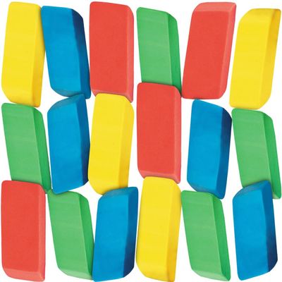 Basic Assorted Rainbow Erasers - 24 Pieces - Educational and Learning Activities for Kids