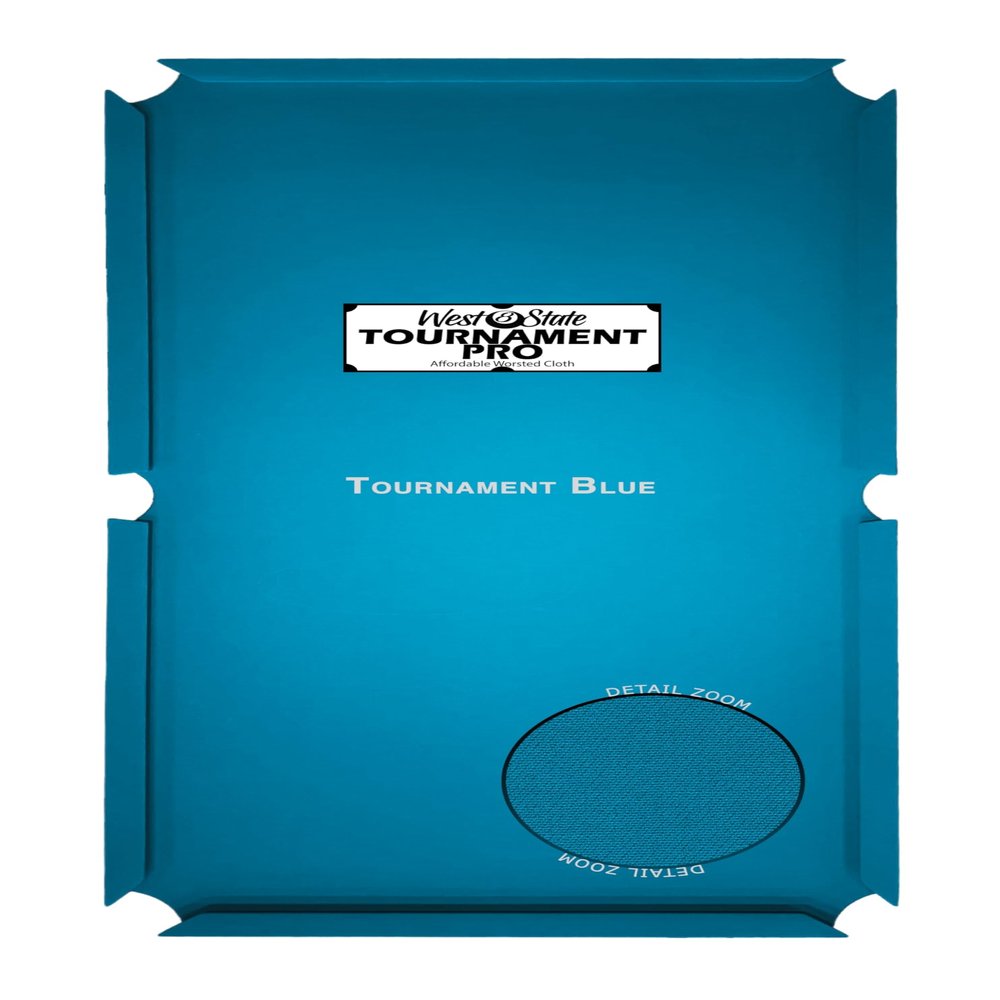 West State Billiards 25 oz Tournament Pro Worsted Pool Table Felt Replacement Kit for 8 Foot Tables - Tournament Blue