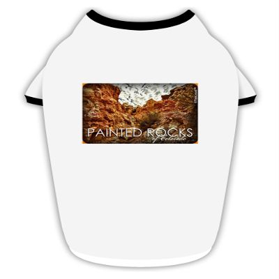 TOOLOUD Colorado Painted Rocks Text Cotton Dog Shirt White with Black Medium