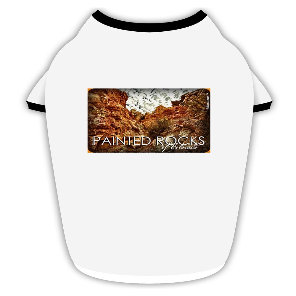 TOOLOUD Colorado Painted Rocks Text Cotton Dog Shirt White with Black Medium