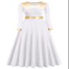 Z&X Women Praise Dance Dress Metallic Gold Liturgical Lyrical Dancewear Full Length Church Robe Worship Costume Tag XL, White view 1