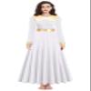 Z&X Women Praise Dance Dress Metallic Gold Liturgical Lyrical Dancewear Full Length Church Robe Worship Costume Tag XL, White view 2