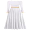 Z&X Women Praise Dance Dress Metallic Gold Liturgical Lyrical Dancewear Full Length Church Robe Worship Costume Tag XL, White view 3