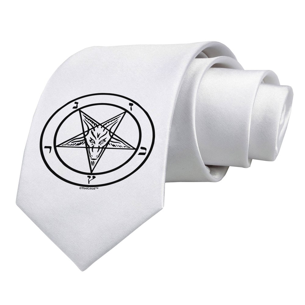 TOOLOUD Sigil of Baphomet Printed White Neck Tie
