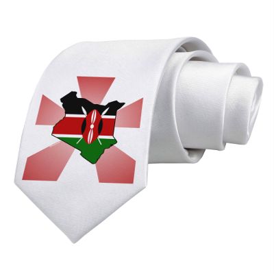 TOOLOUD Kenya Flag Design Printed White Neck Tie